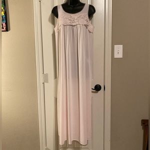 Vintage 60s Sears Roebuck & Co Pale Pink Semi Sheer Long Nightgown Sz S 32/34